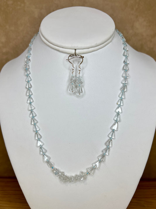Icy Blue Topaz Necklace and Earring Set