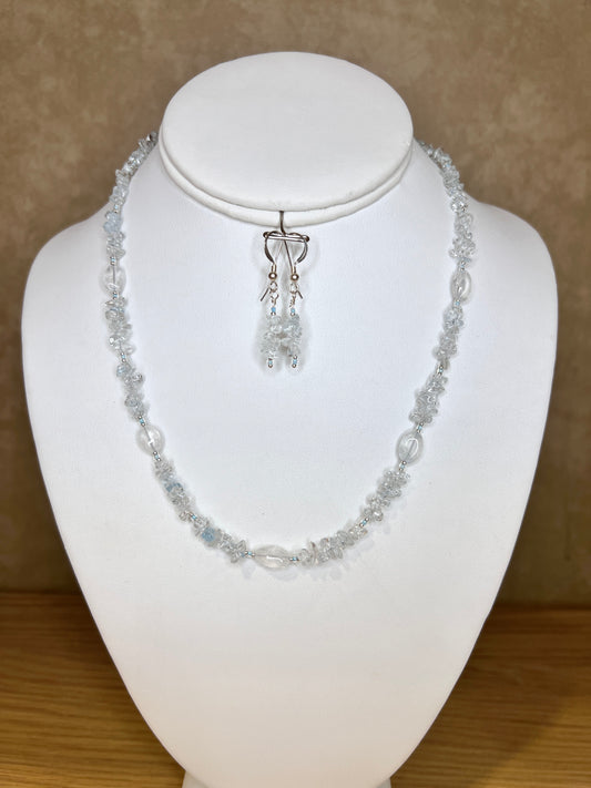 Ice Queen Blue Topaz Necklace and Earring Set