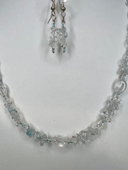 Ice Queen Blue Topaz Necklace and Earring Set