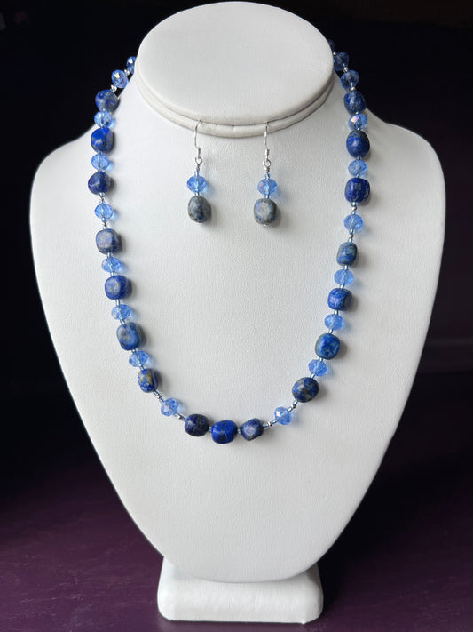 Lapis Lazuli Necklace and Earrings Set