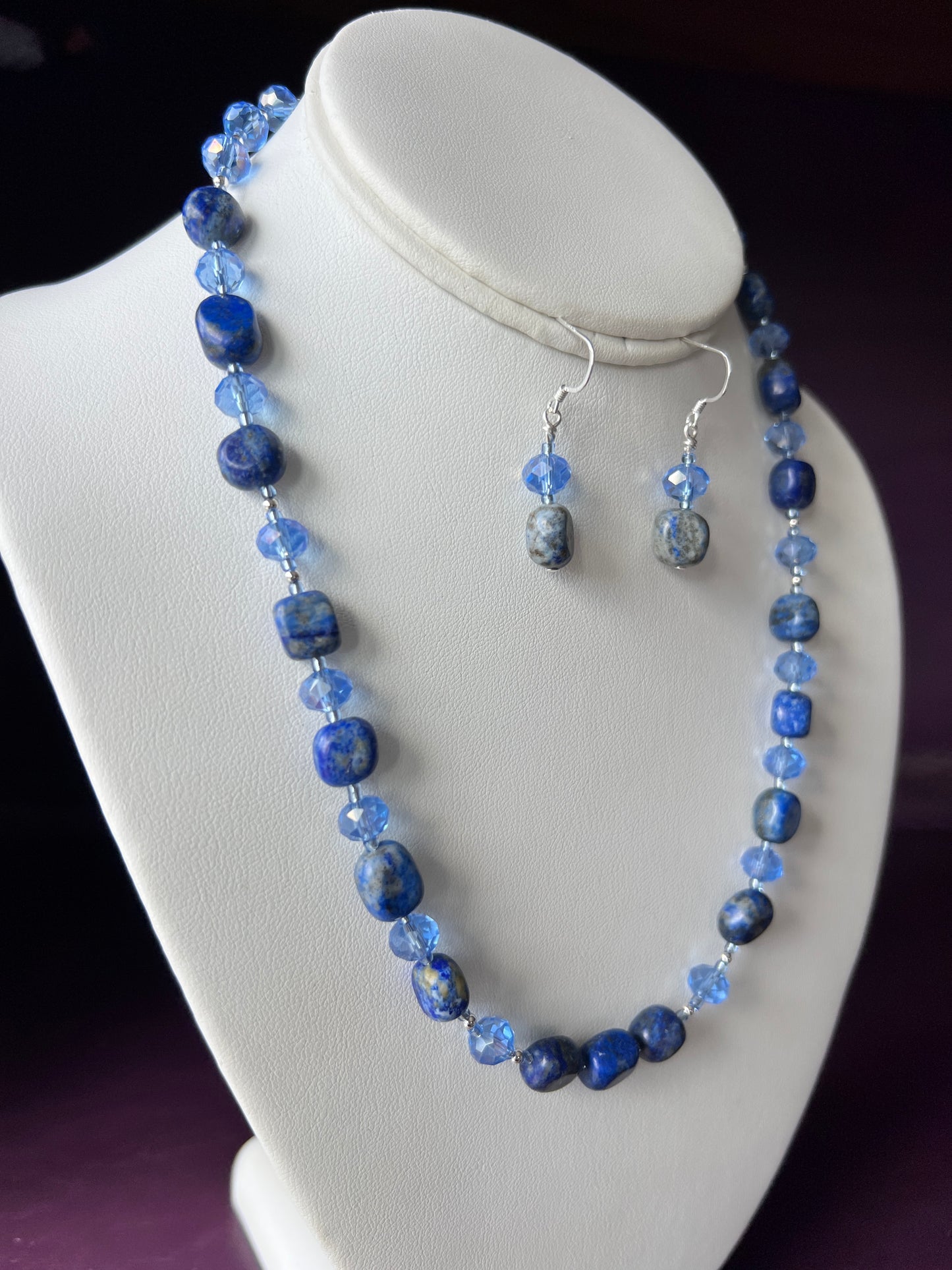 Lapis Lazuli Necklace and Earrings Set
