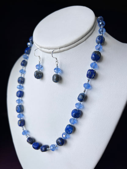 Lapis Lazuli Necklace and Earrings Set