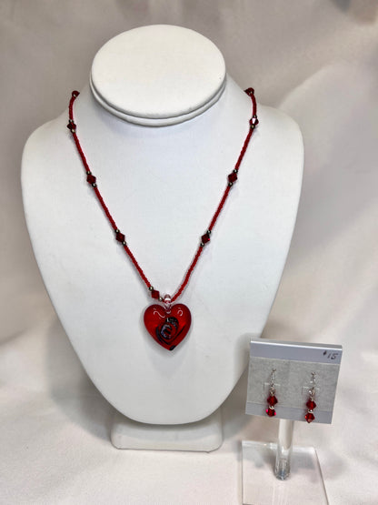 Red Glass Heart Necklace
