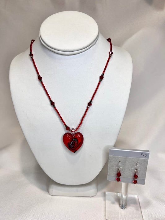 Red Glass Heart Necklace