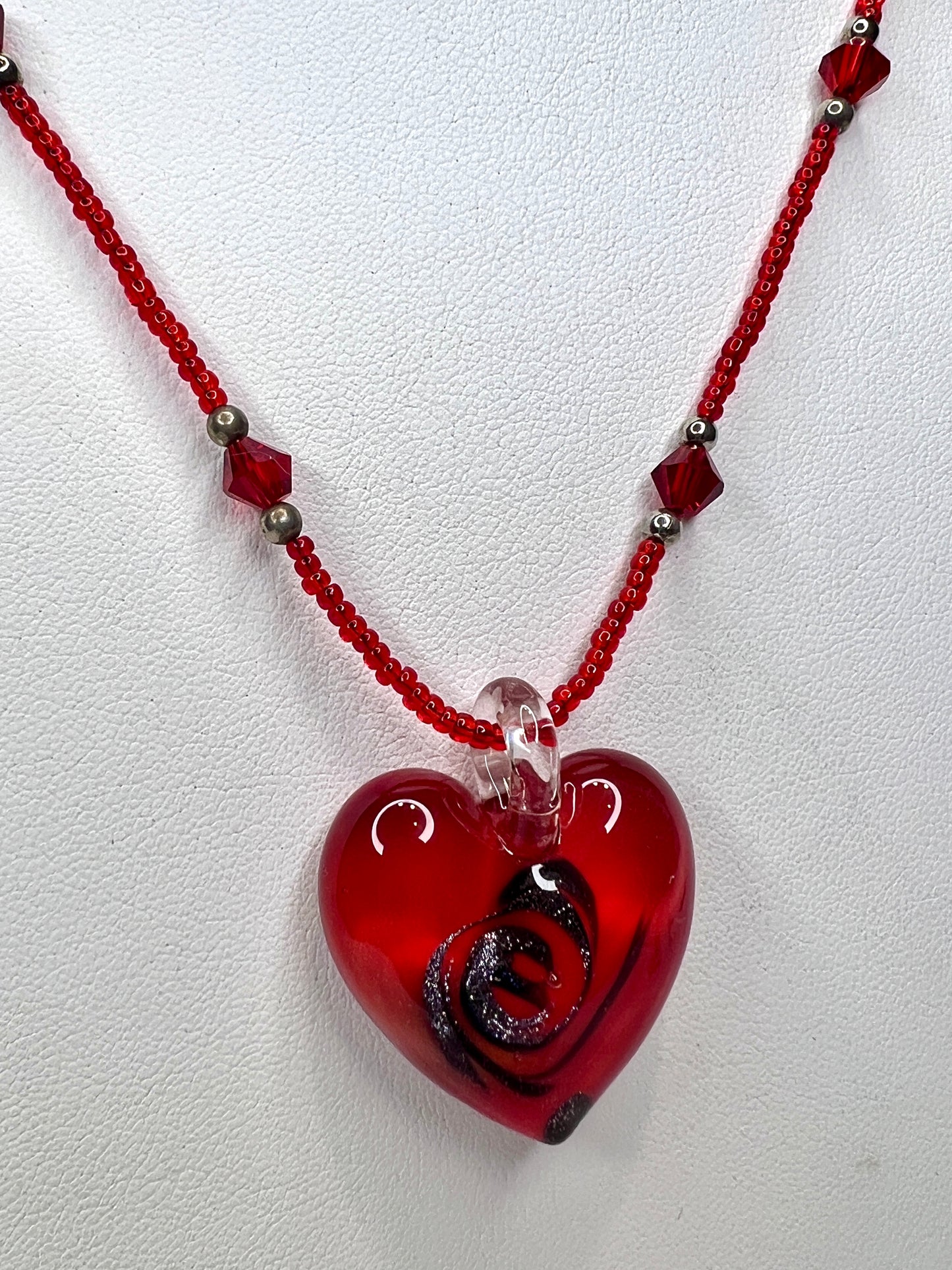 Red Glass Heart Necklace