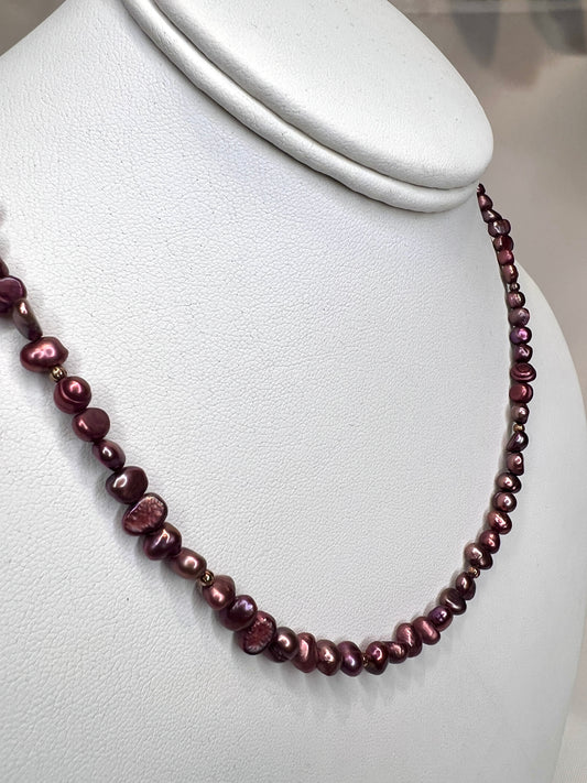 Burgundy Freshwater Pearl Necklace