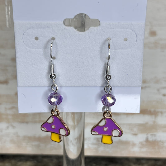 Purple Mushroom Earrings