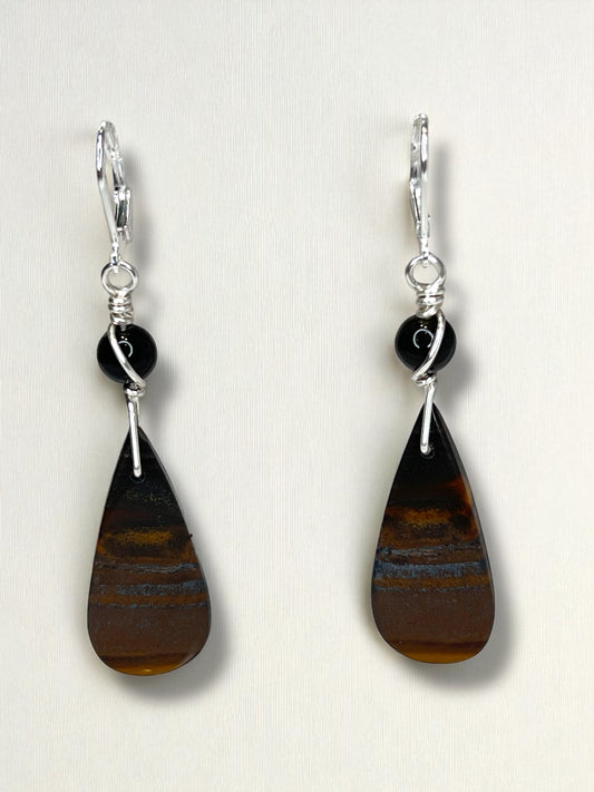 Tiger Iron Teardrop Earrings