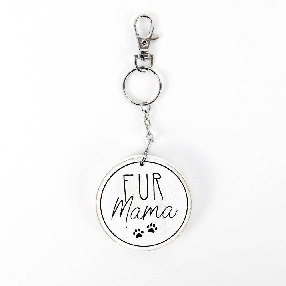 Fur Mama Wood Keychain