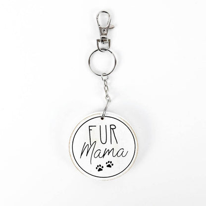 Fur Mama Wood Keychain