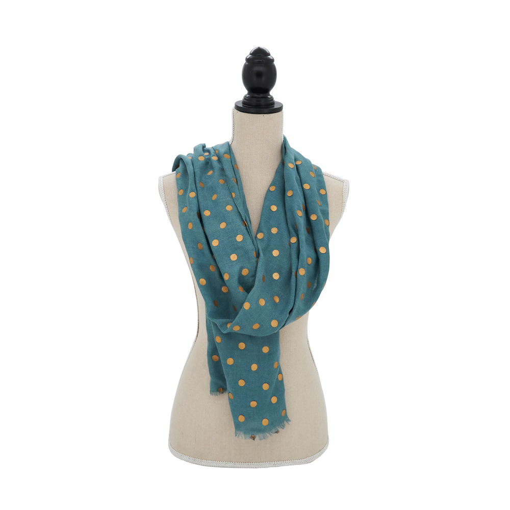 Gold Polka Dot Teal Scarf