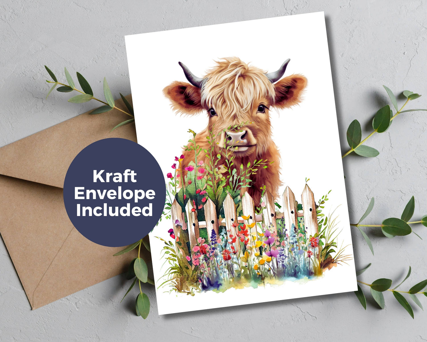 Watercolor Greeting Card - Highland Cow