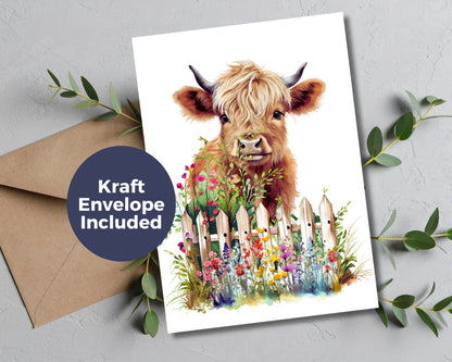 Watercolor Greeting Card - Highland Cow