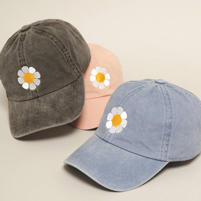 Flower Embroidered Baseball Hat