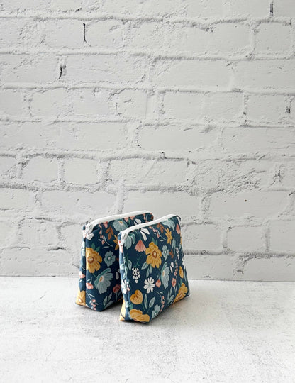 Blue Floral Small Cosmetics Bag