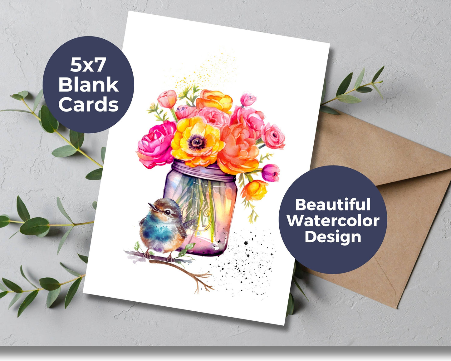 Watercolor Greeting Card - Ranunculus Bouquet