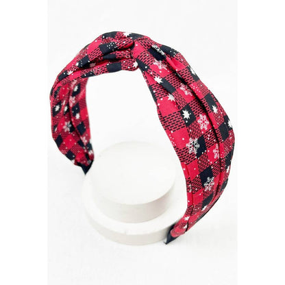 Plaid Snowflake Fabric Twist Headband