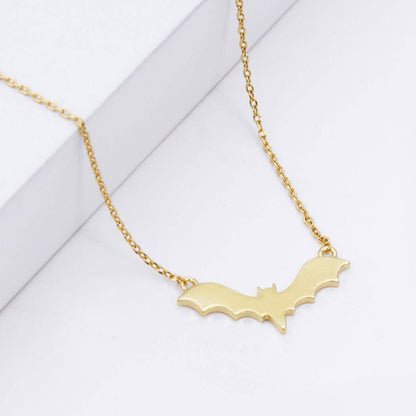 Gold-Dipped Halloween Bat Pendant Necklace