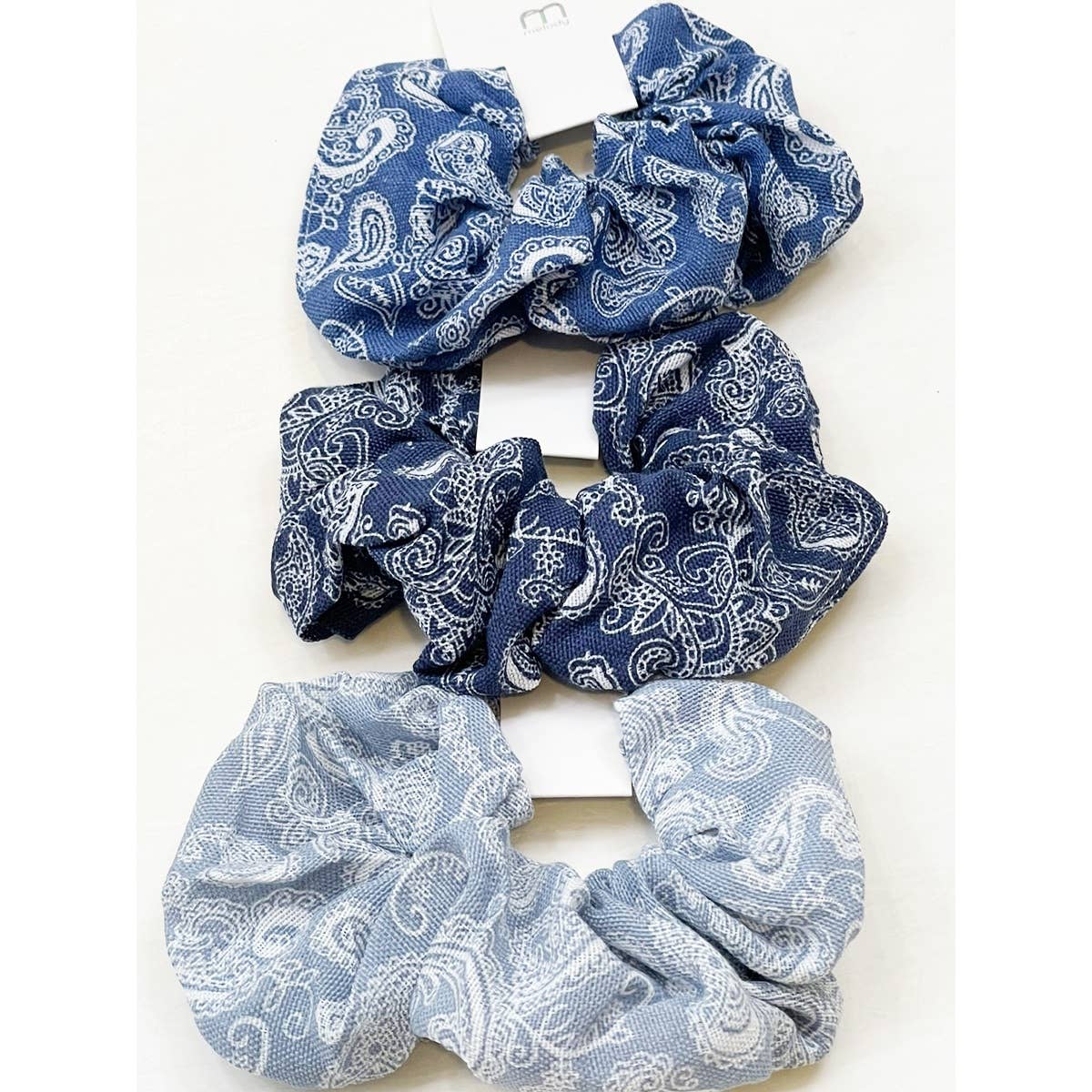 Blue Paisley Scrunchies