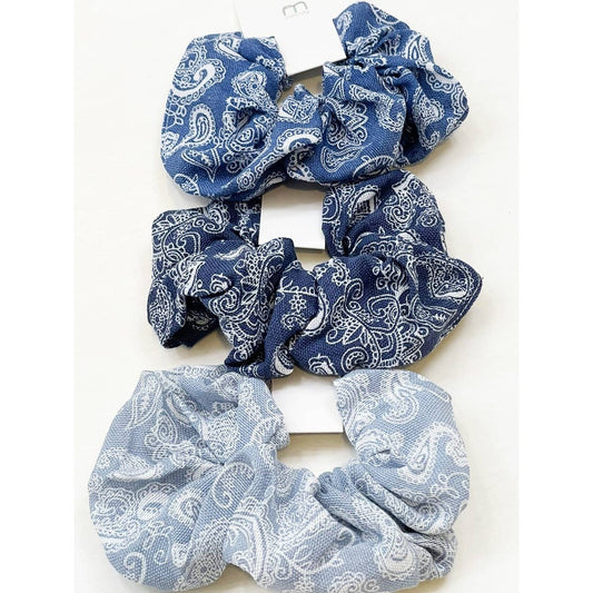 Blue Paisley Scrunchies