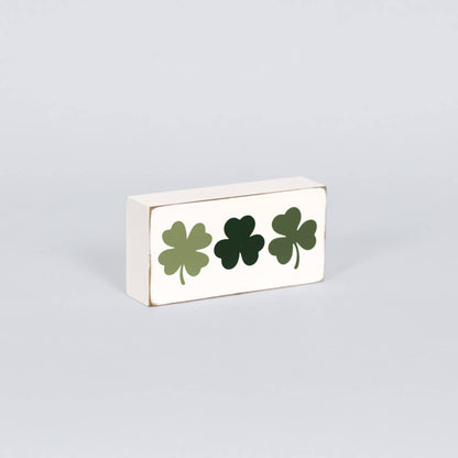 Reversible Wood Block: XOXO/CLOVER - Valentine's and St. Patrick's