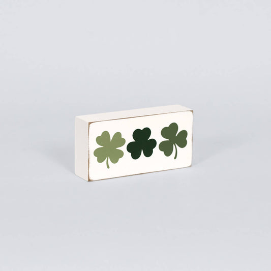 Reversible Wood Block: XOXO/CLOVER - Valentine's and St. Patrick's