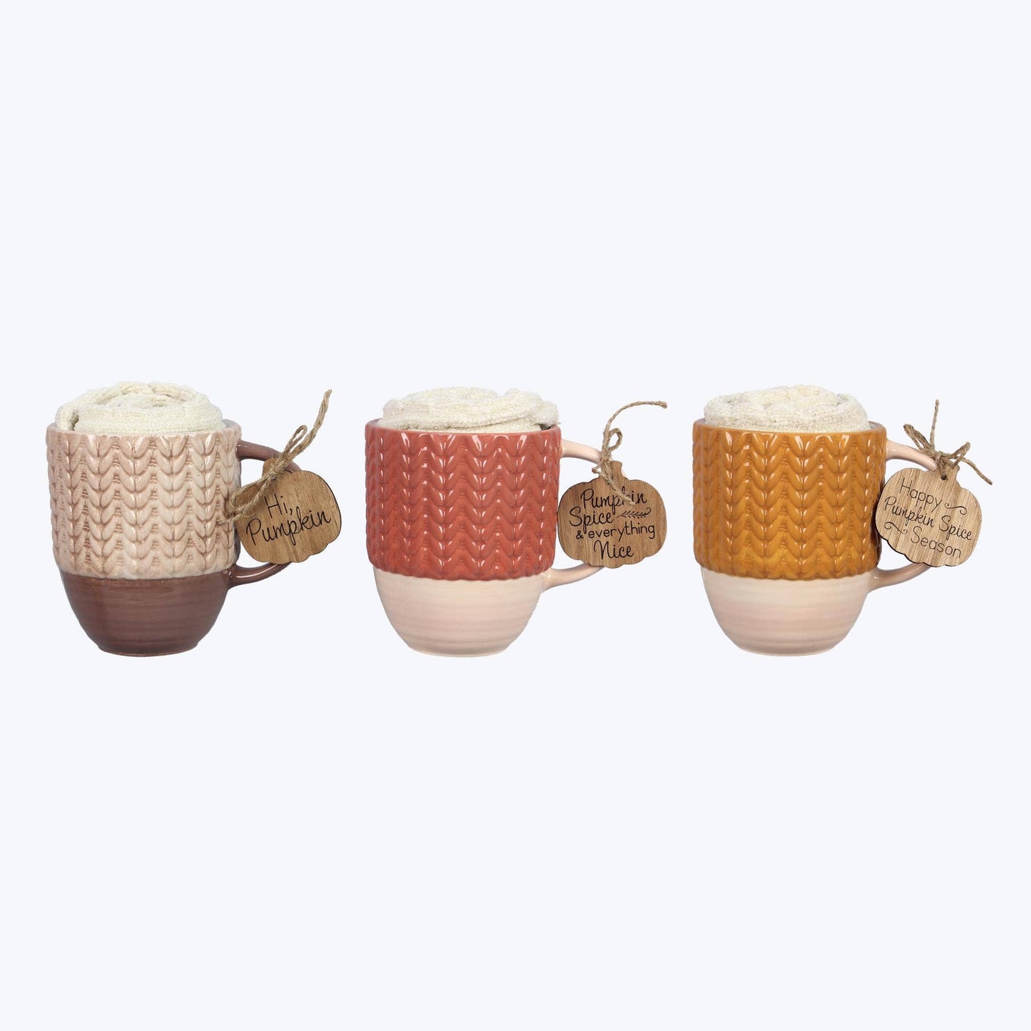 Ceramic Autumn Cable Knit Mug and Socks Gift Set