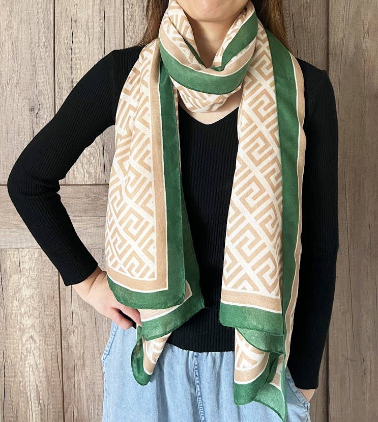 Geometric Maze Pattern Scarf