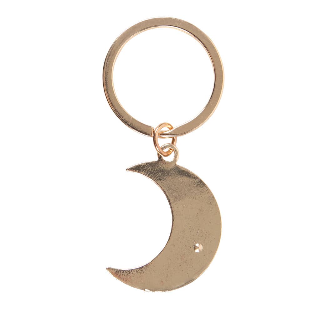 Back side of crescent moon keychain.