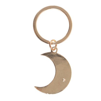 Back side of crescent moon keychain.
