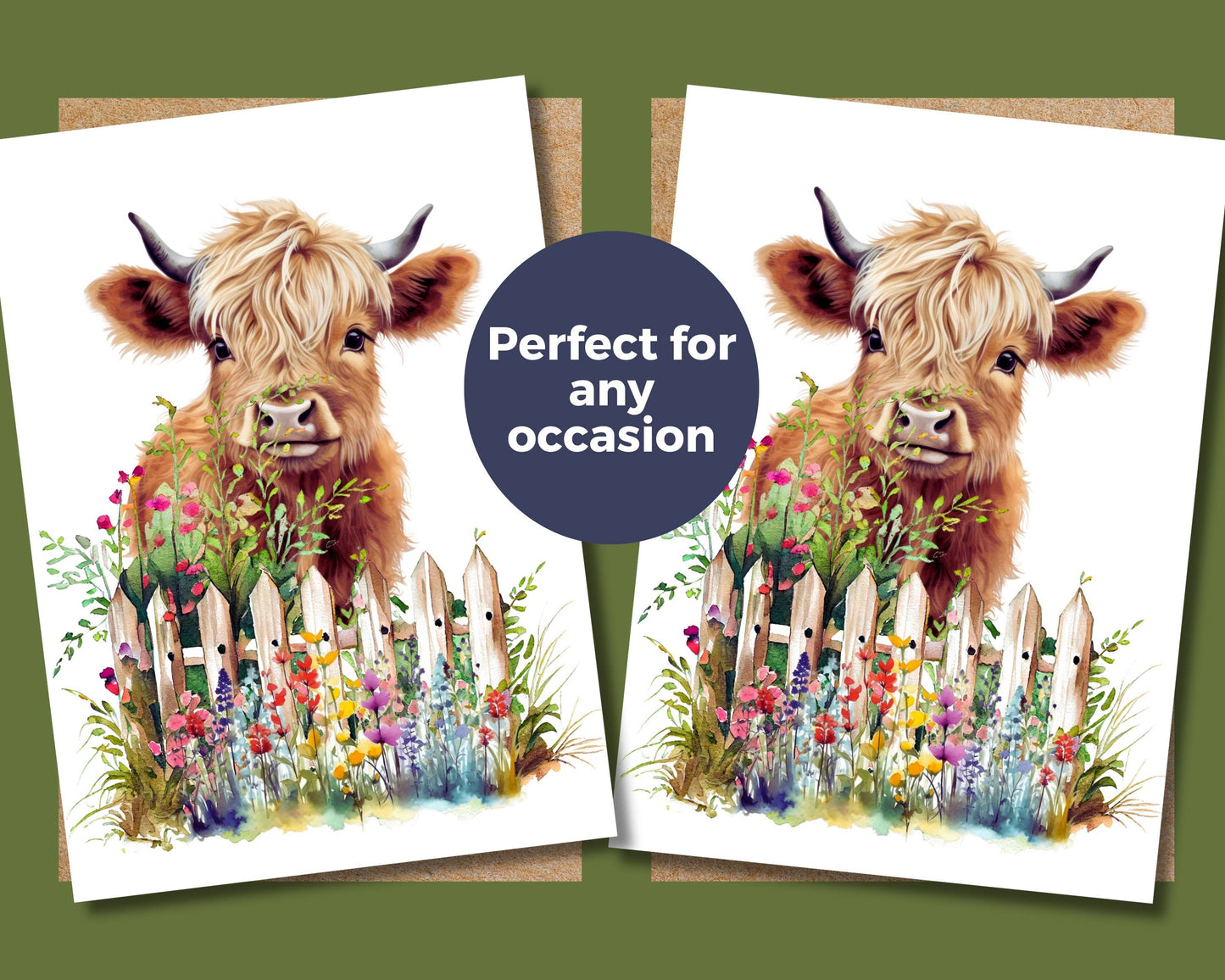 Watercolor Greeting Card - Highland Cow