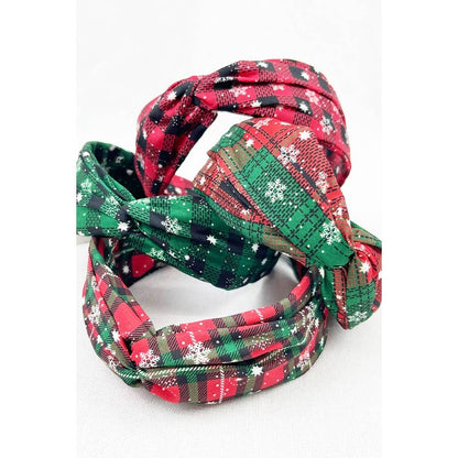 Plaid Snowflake Fabric Twist Headband