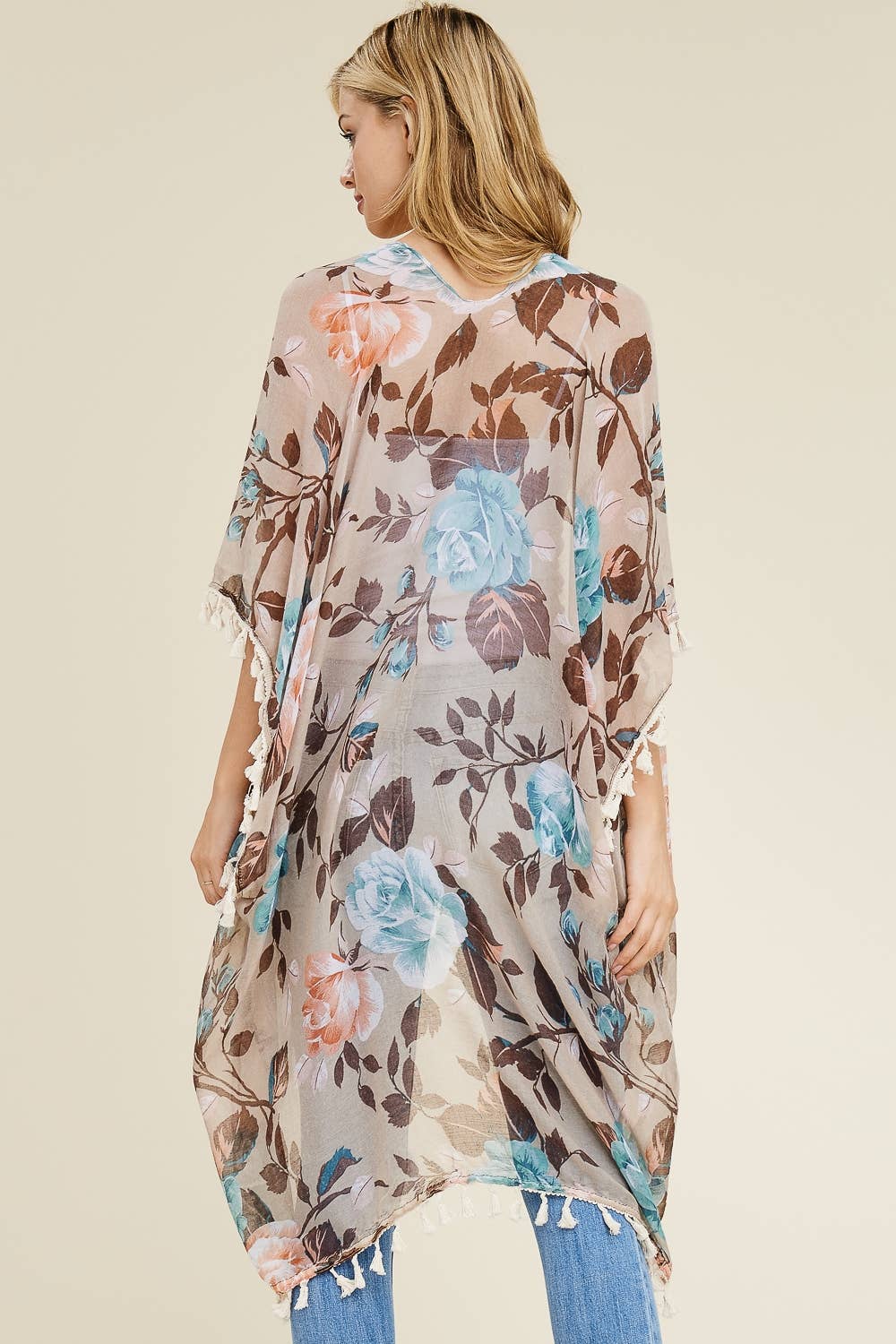 Autumn Floral Tassel Kimono