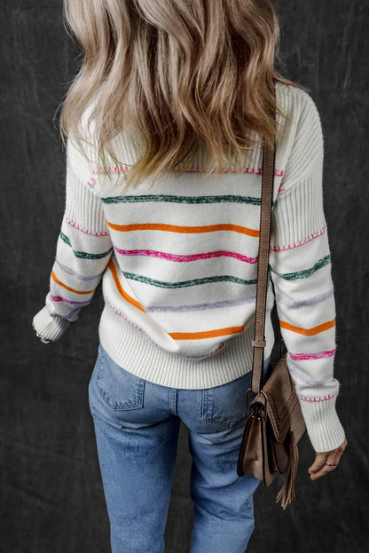 Colorful Stripe Knit Sweater
