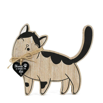 Chunky Wood Cat Decor
