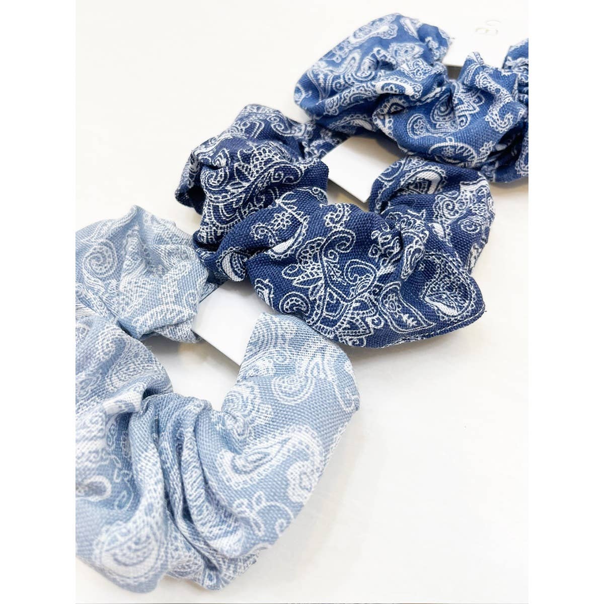 Blue Paisley Scrunchies