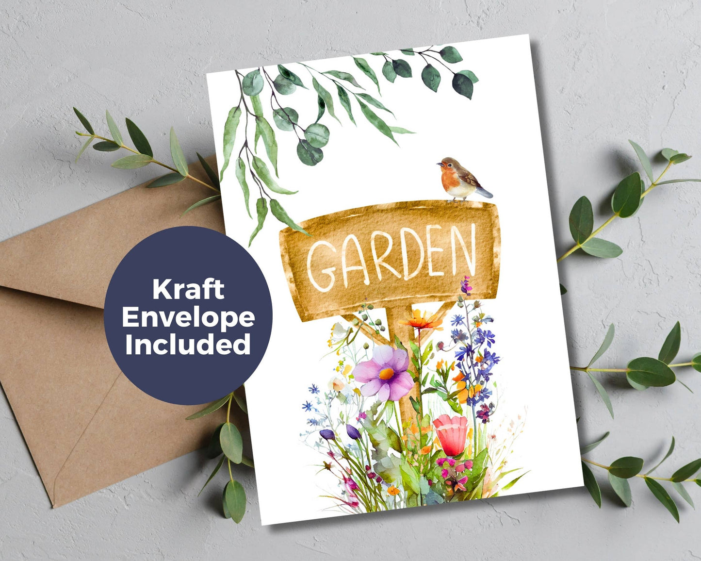 Watercolor Greeting Card - Garden Sign