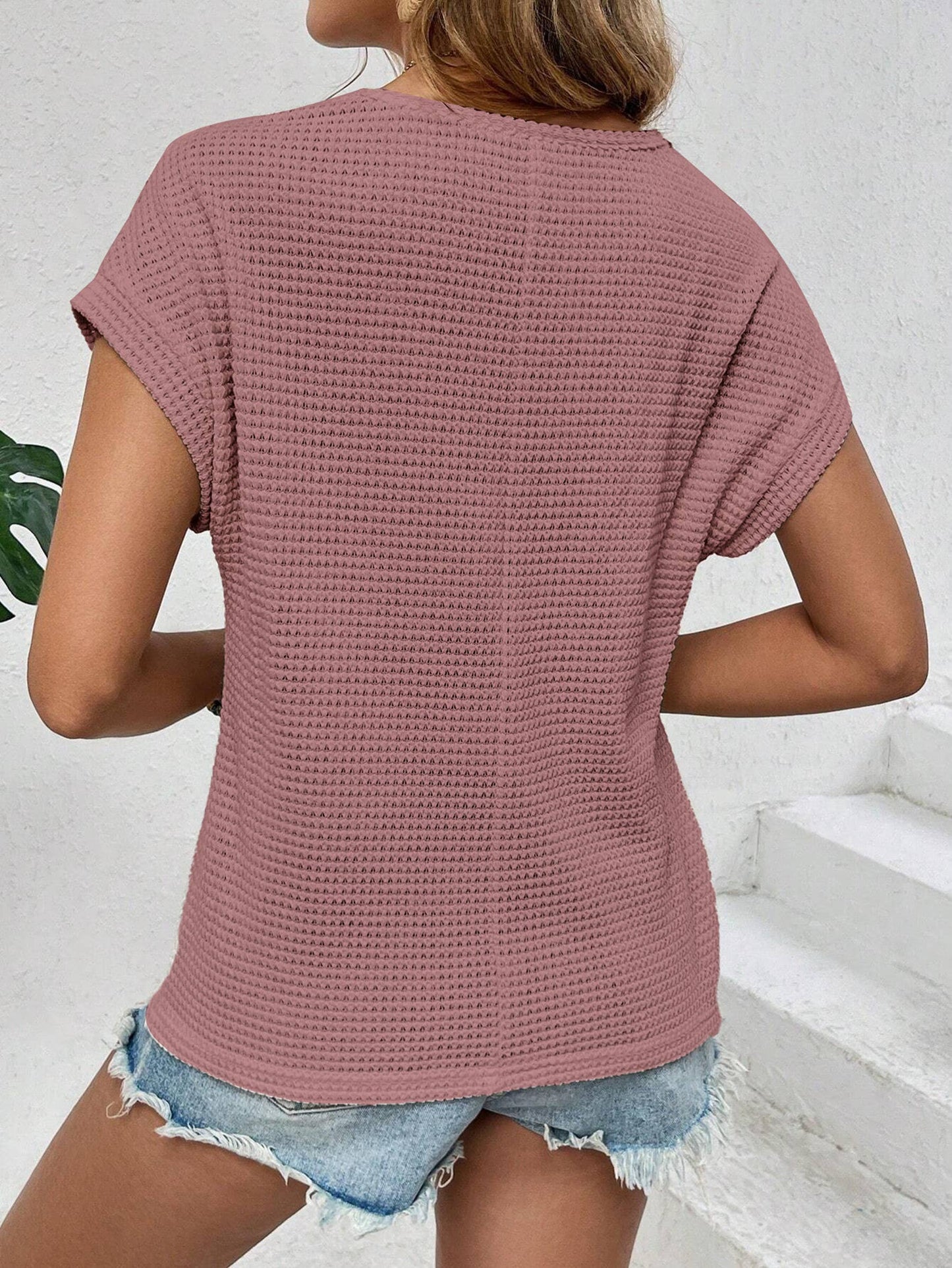 Raglan Mesh Knit T-shirt