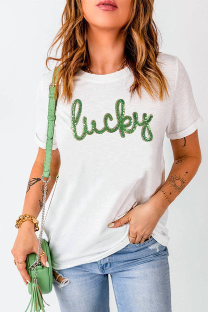 Lucky St. Patrick's Day Sequin T-Shirt