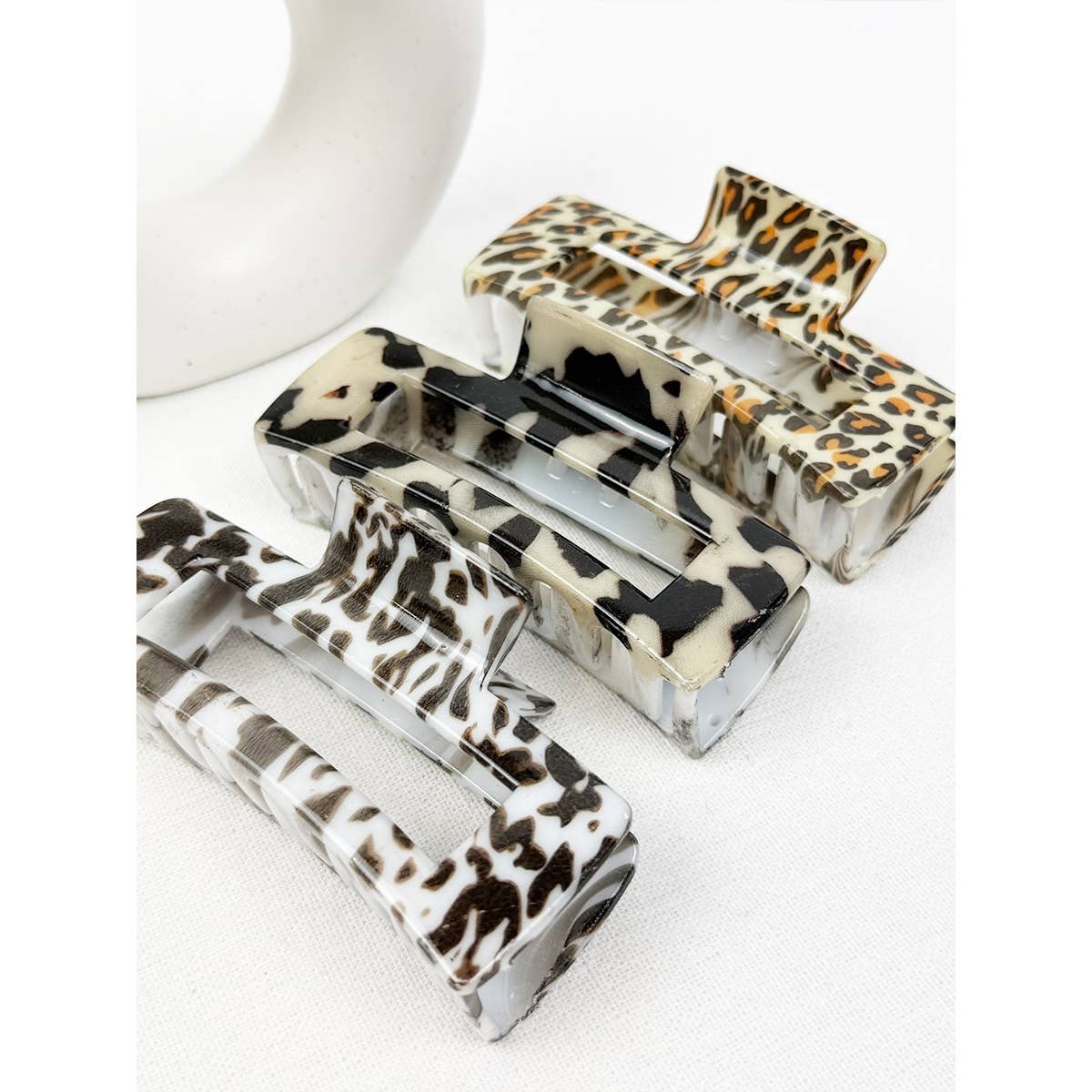Leopard Print Rectangle Hair Claw