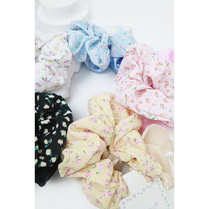 Solid Shimmer and Ditsy Floral Scrunchie 2-pack