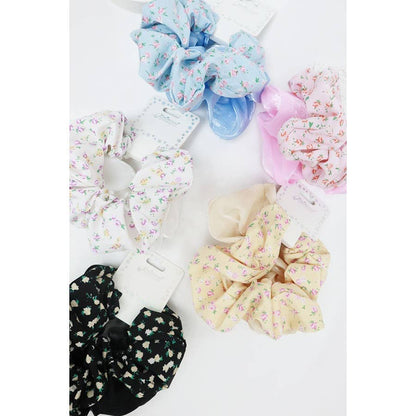 Solid Shimmer and Ditsy Floral Scrunchie 2-pack