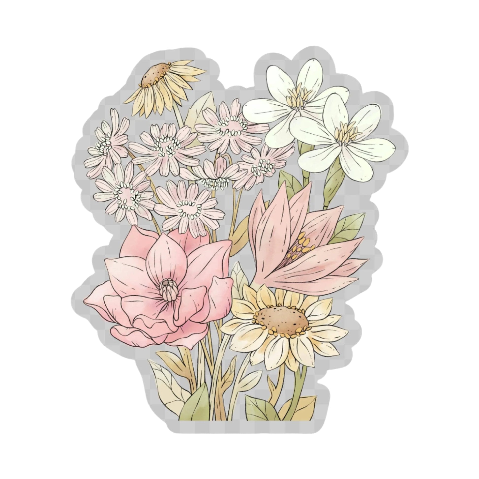 Clear flowers sticker