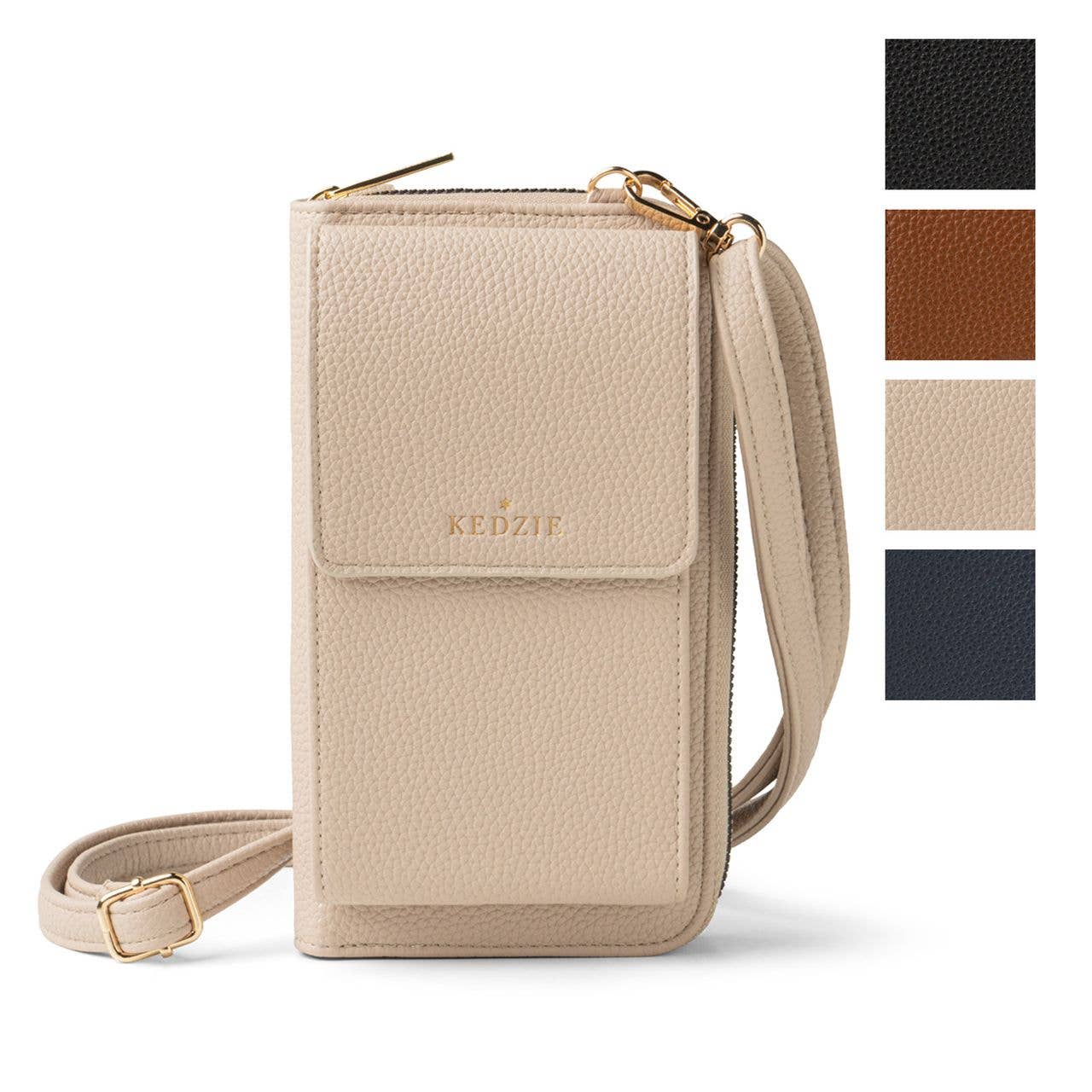 Eclipse smartphone crossbody bag by Kedzie in ivory with additional color swatches.