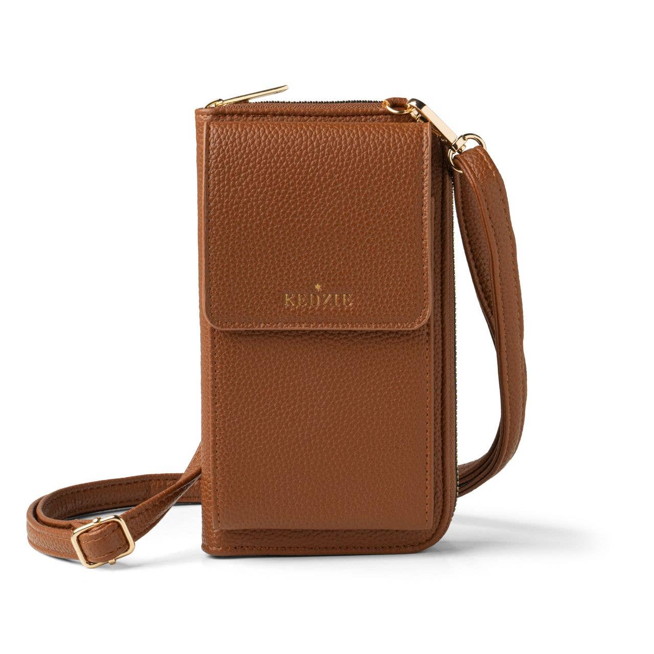 Eclipse smartphone crossbody bag by Kedzie in brown.