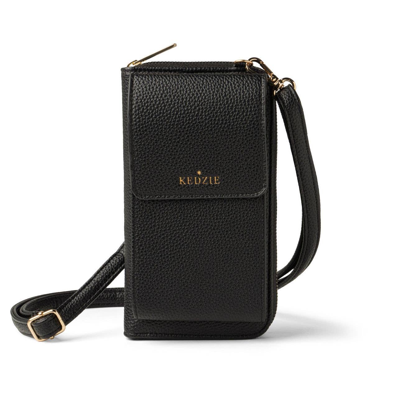 Eclipse smartphone crossbody bag by Kedzie in black.