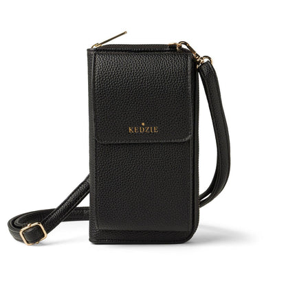 Eclipse smartphone crossbody bag by Kedzie in black.