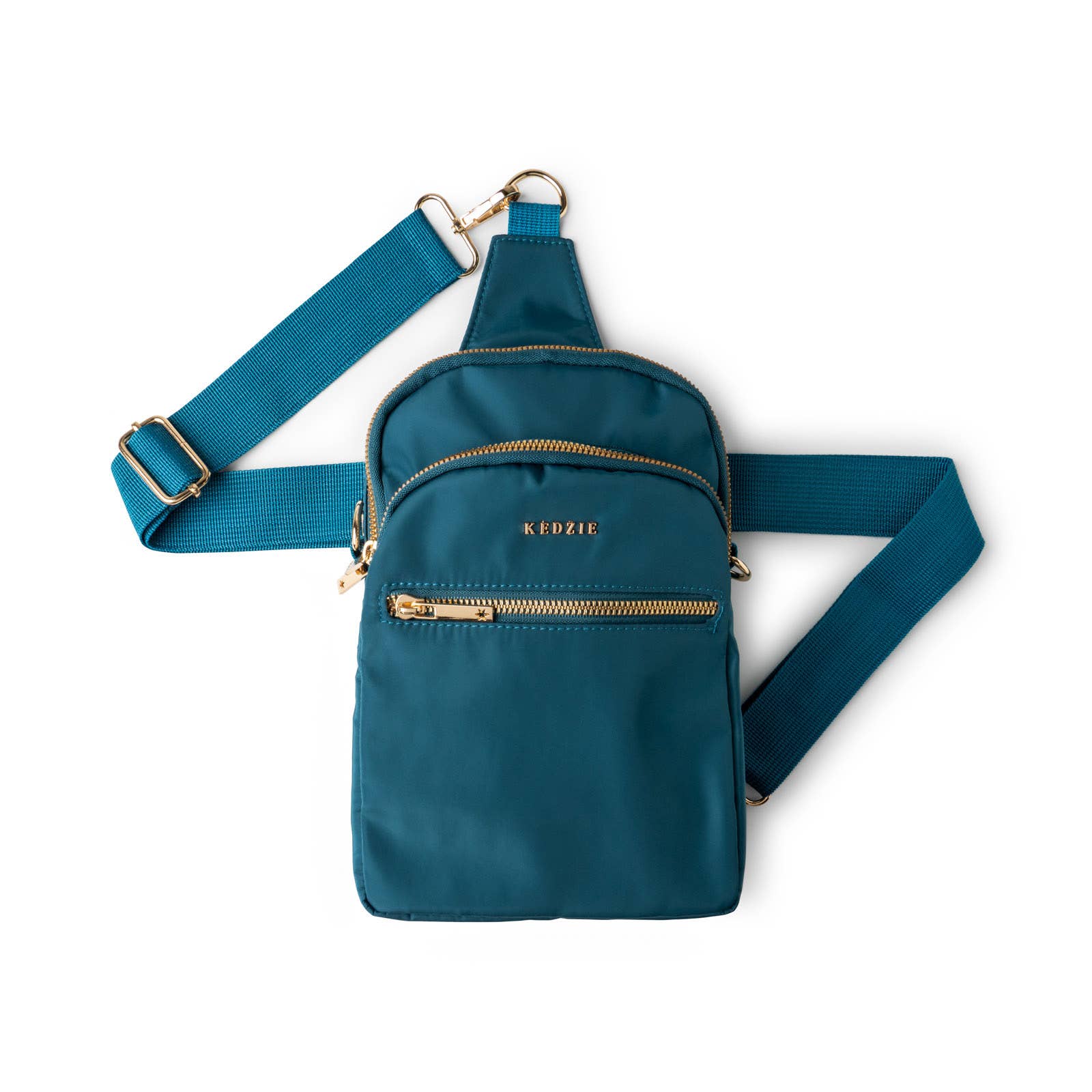Roundtrip convertible sling bag by Kedzie in blue.