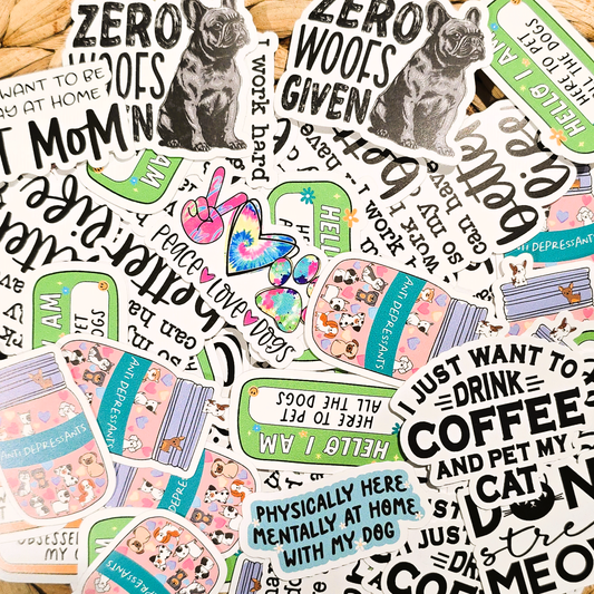 An assortment of cat and dog stickers