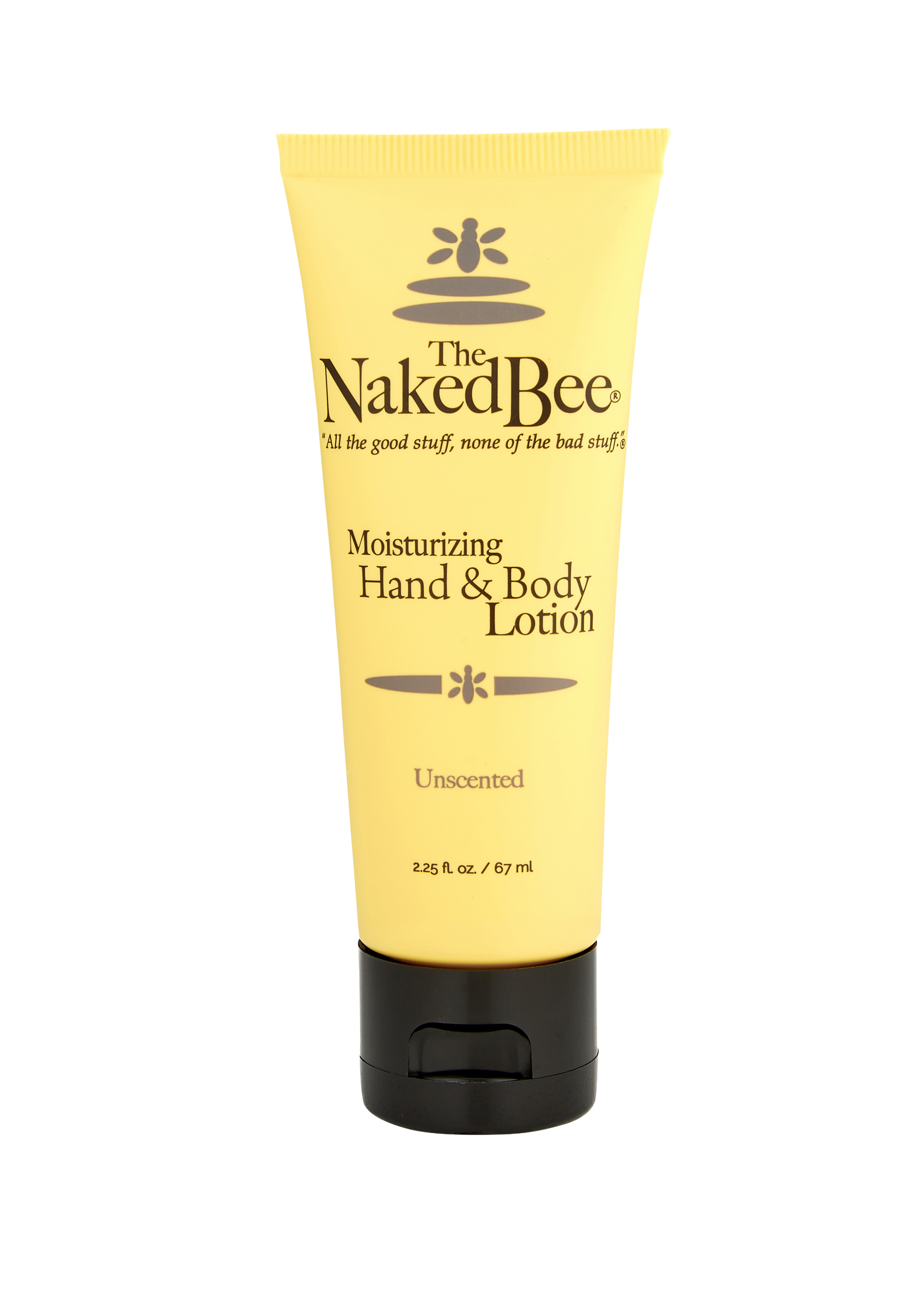 2.25oz bottle of The Naked Bee's unscented moisturizing hand and body lotion.